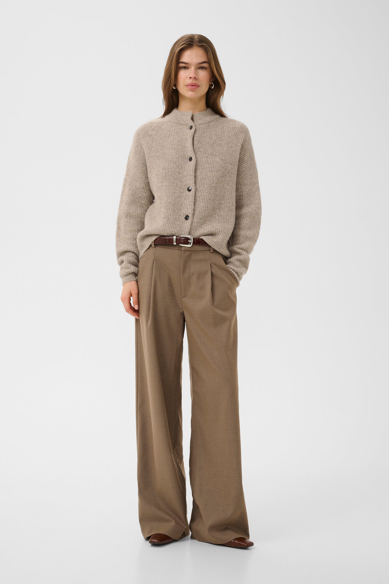 AlphaGZ uldcardigan - Warm Sand Melange
